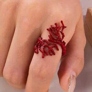 Red Coral Avangarde Ring